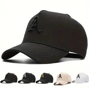 Unisex Gothic Letter A Embroidered Baseball Cap Outdoor Adjustable Sunscreen Leisure Hat Travel Tourism Beach Vacation