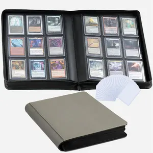 9-Pocket Toploader Binder, Premium Card Book, Holds 252 Trading Card with 20 Removable Top-loader Sleeves,PU Card Holder Folders,Card Album for MTG, TCG, Yugioh, Game & Sports Cards(Gray)