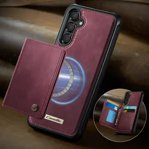 Magnetic Case Cover for Samsung Galaxy A56/a55/a57/a54/a53/a17/a16/a52/a15/a14/a13 5g, Business Style, Leather-Like, Dual Card Slot, Cash Wallet, Travel Essential