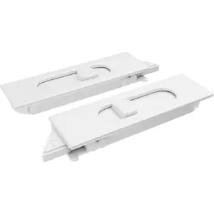 Snap-in Tilt Latch Pair, Left and Right-Hand Set, Plastic, White Finish, 2-1/2" Body Length, 2-3/8" Back Cutout, 11/16" Body Width, 7/16" Latch Height, Replacement Window Sash Hardware