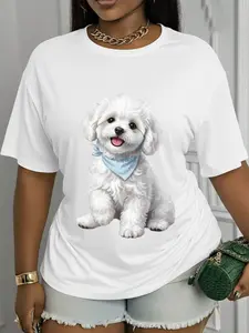 Dog Lover’s Everyday Tee - Cute Puppy in Bandana for a Relaxed Summer Outfit,Sport T-shirt, Summer Personalized Short-sleeved T-shirt, Sport and Casual, Basic Innerwear.