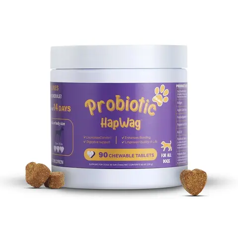 HAPWAG Canine Probiotics Chewables - Chicken Flavor, 90 Chewable Tablets, Daily Canine Wellness Supplement, Gut Health Support, Digestion Aid, Immune Booster, Premium Ingredients, No Unspecified Fillers