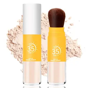 Mineral Powder Sunscreen for Face Scalp & Hair,SPF 35 Brush on Sunscreen Setting Powder,Vacation Essentials,Travel Size Sunscreen,Beach Essentials,Oil Control Natural Matte Finish