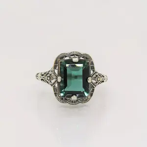 Vintage openwork filigree women's ring, Art Deco-style ring, antique jewelry, Vintage Engagement Ring, Crystal Rings