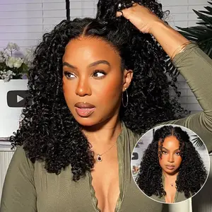 [Free Upgraded] ISEE M-Cap Wear Go Kinky Curly 9x6 Pre Bleached HD Lace Human Hair Wig - Medium Size Cap with C-Shape Protection Ear Design Xmas Gift for Girlfriend/Wife/Family #SpringStatements#greenish#TikTokShopSpringGlowUp