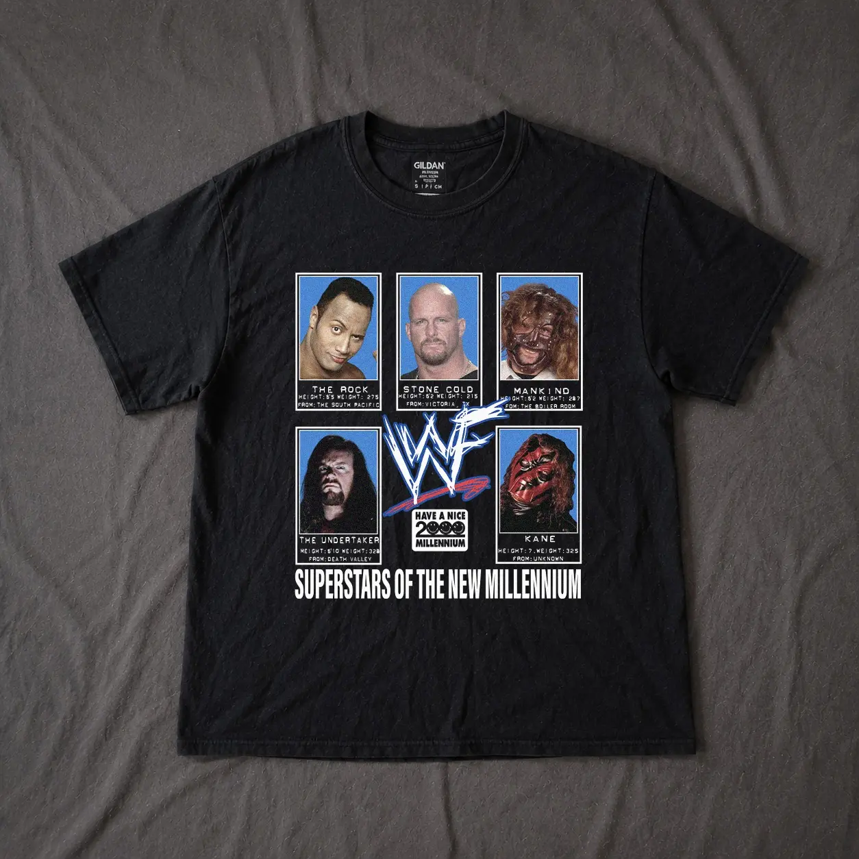 2000 Millennium Superstars Y2k Graphic Tee, Superstars Wrestling Unisex T-Shirt, Perfect for Fans