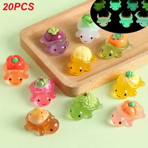 Resin Glow-In-The-Dark Vegetable Fruit Turtle Figurines DIY Accessories, Creative Desktop Car Decorations, Cute Desktop Decoration, Ideal Christmas Holiday Gift Ideas, Collectible Figurine, Cute Cartoon Figurine