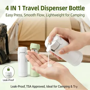 4-in-1 Travel Dispenser Bottle, Leak-Proof Portable Shampoo Lotion Storage, Easy Press Smooth Flow, Compact TSA Approved Toiletries Container for Frequent Travelers