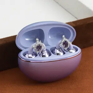 Ear Clip Suitable for Earphone Clip Purple Zircon Ear Clip Accessory Light Luxury Unique Design Sense Earrings