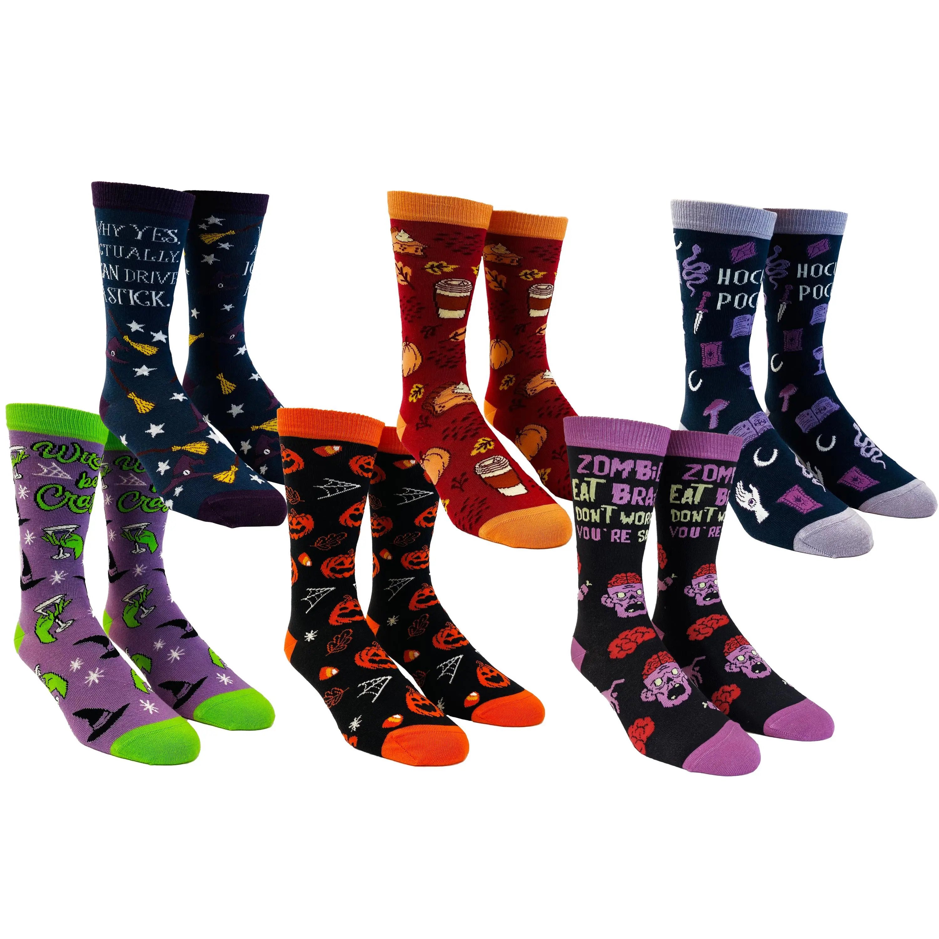 Womens Halloween Sock Bundle Funny 6 Pack of Spooky October Girls Footwear Funny Graphic Socks Comfortable Fitted Spandex Cotton Womens Halloween Sock Bundle Funny 6 Pack of Spooky October Girls Footwear Funny Graphic Socks Comfortable Fitted Spandex Cotton
