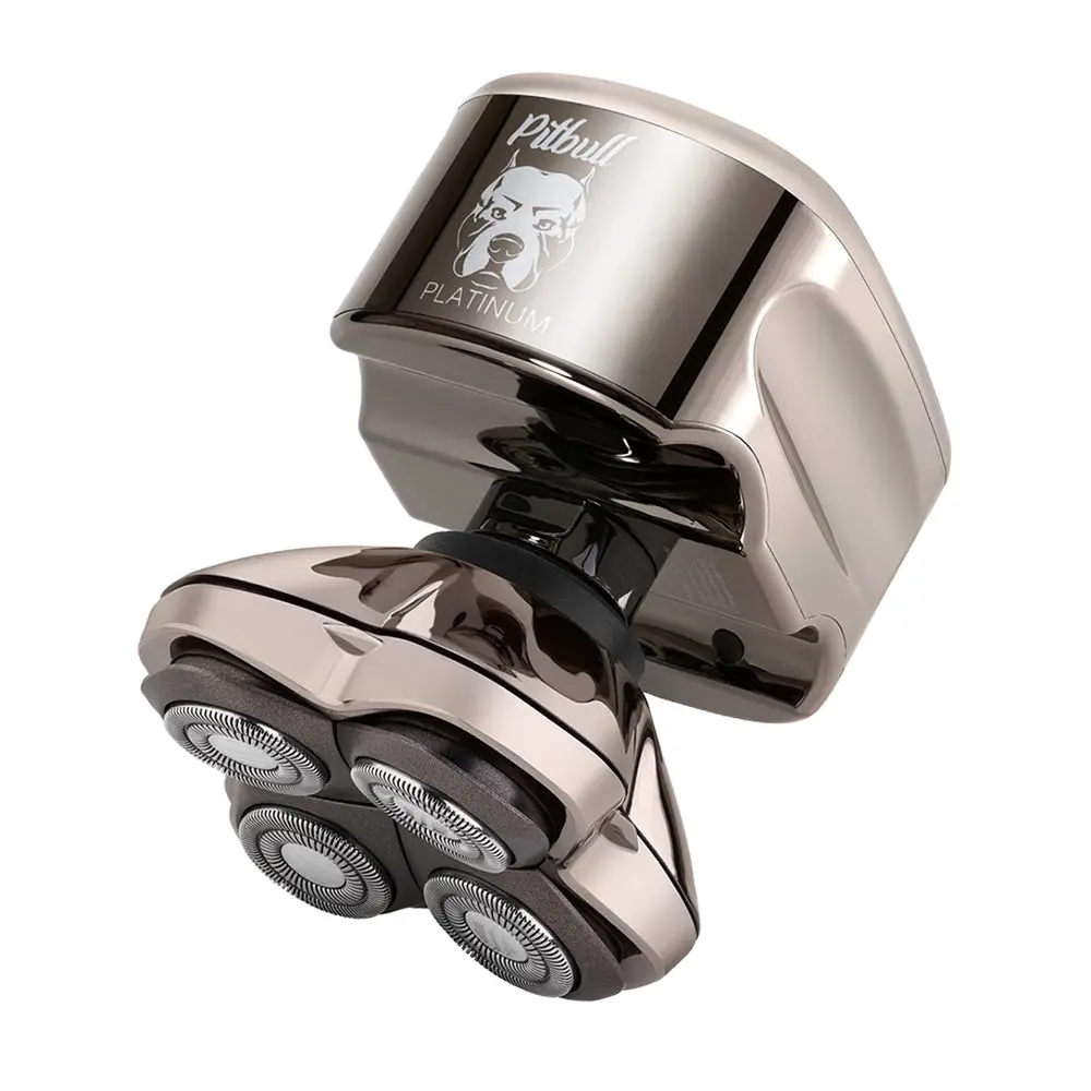 Skull Shaver Pitbull Platinum PRO PX5 Head and Face Shaver | 2025 Version (with Deluxe Travel Case & Rinse Stand)