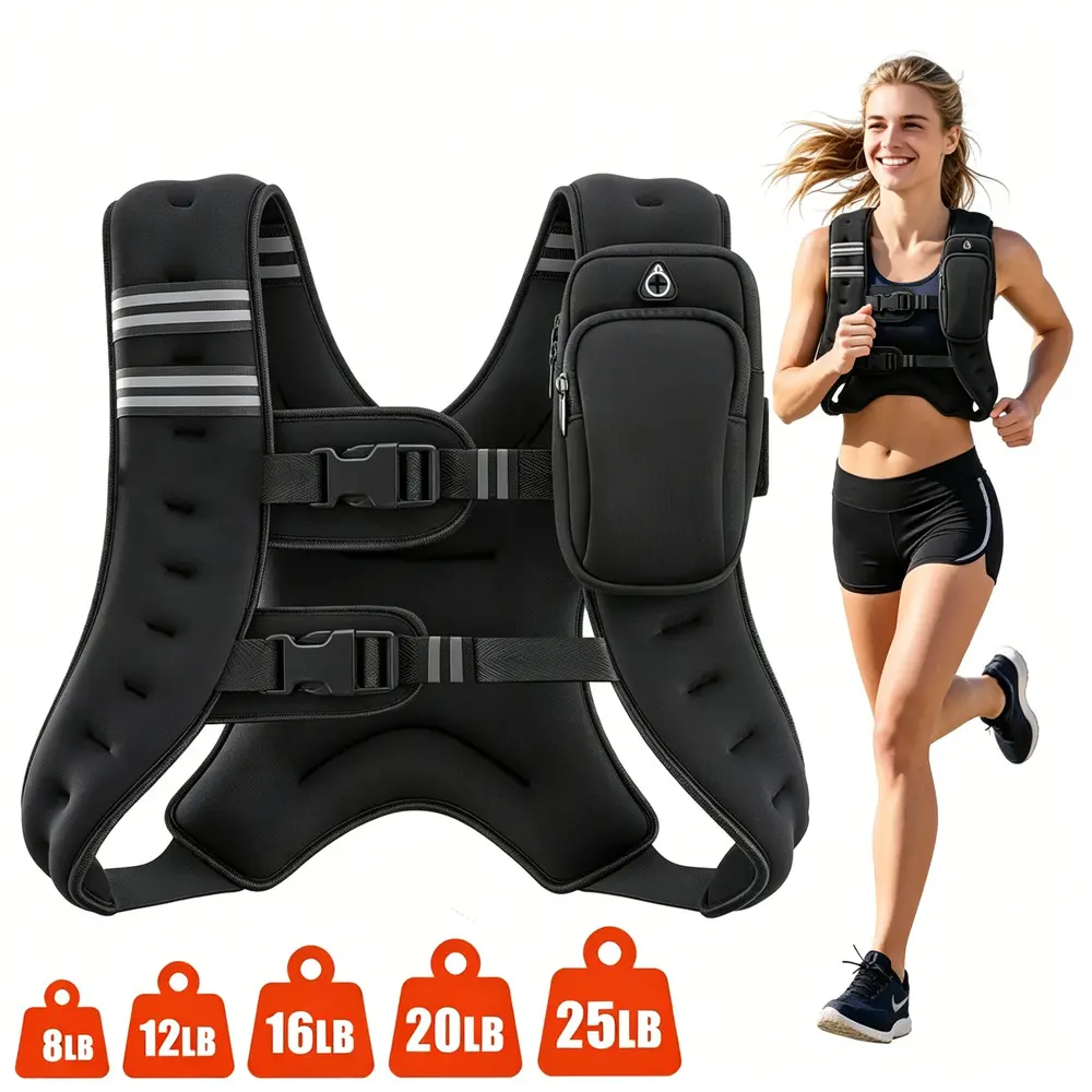 Weighted Vest, H-Type Mesh Pocket Training Vest with 8-25lbs Even Weight Spread, Reflective Tape, Adjustable Straps for Daily Walking Strength Exercise (Car Interior Accessory Decoration)