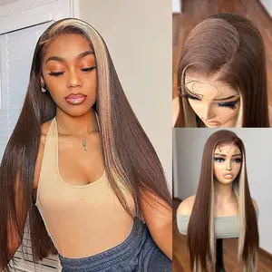 SummerVibes Women's 26-Inch Long Straight Synthetic Lace Front Wig, 13×4 Transparent Lace, Pre-Plucked Heat-Resistant Synthetic Wig, No Bangs, Ideal for Daily & Party Use, Synthetic Wigs