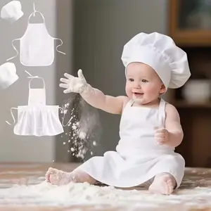 Baby Photography Props, Newborn Hundred Days Small Chef Apron Hat Set, Baby Photo Dress Up Kit, Infant Cooking Costume