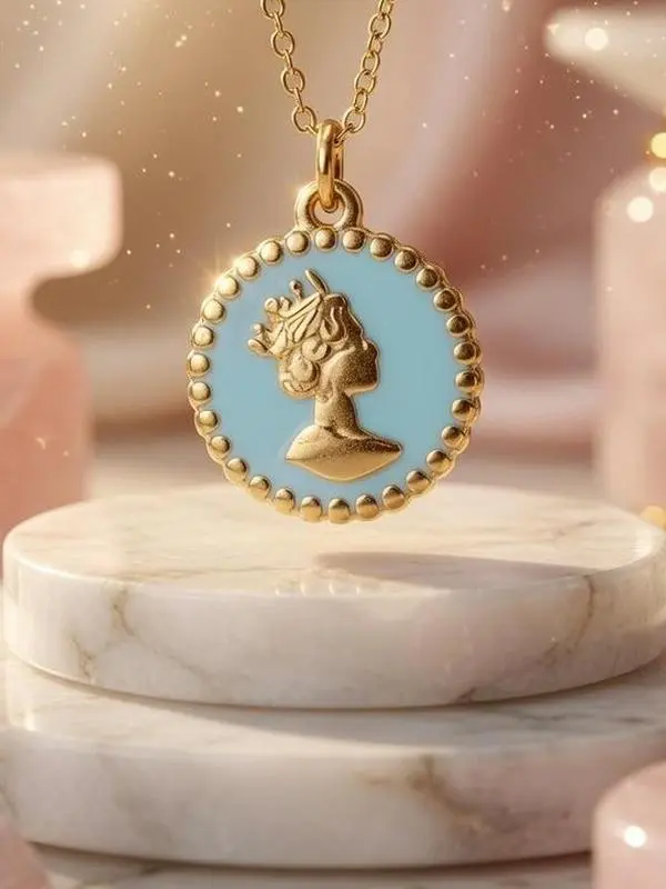 Vintage Celestial Cameo Medallion Necklace