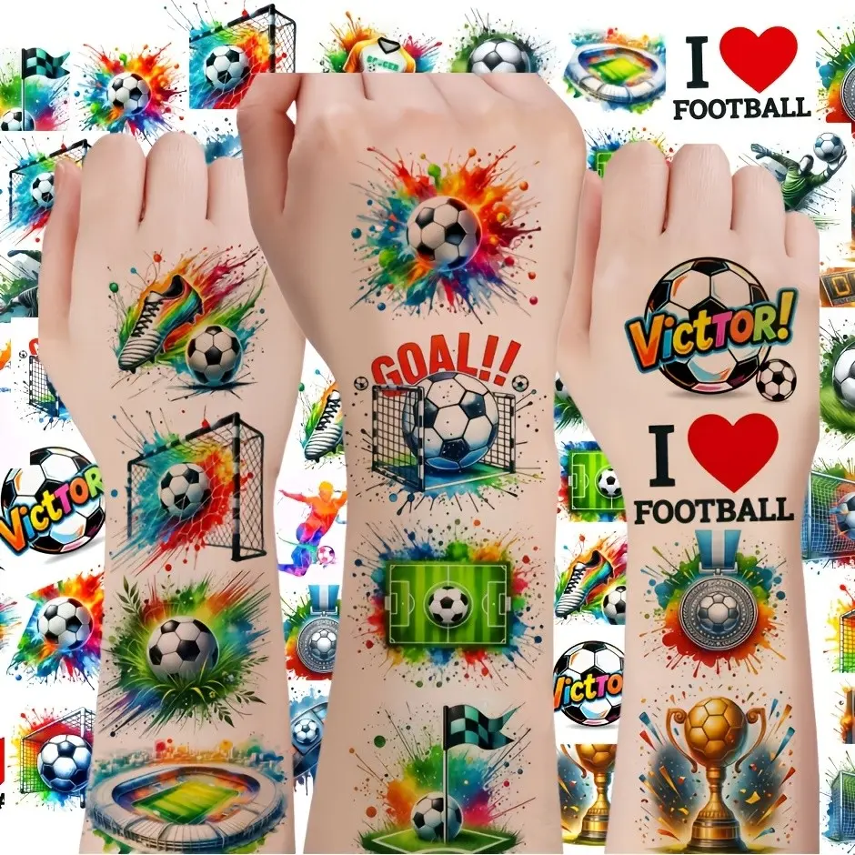 20 Football Theme Party Tattoos, Realistic Soccer Patterns, Sports Event Decor, Temporary Body Art, Temporary Tattoo Stickers, Fake Tattoos, Ephemeral Tattoos, Birthday Gift for Soccer Fans
