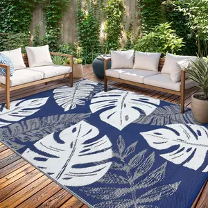 GARVEE Waterproof Outdoor Rug 10x14 - Reversible Plastic Straw Rug for Patio, Indoor & Outdoor Use, Foldable RV Camping Picnic Mat with Portable Bag & Stakes, UV Resistant & Easy to Clean