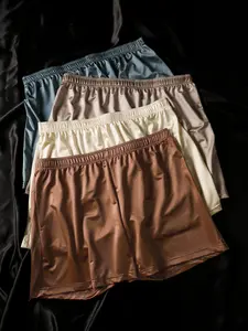 Men's Satin Boxer Shorts, Soft Comfortable Fitted Elegant Underwear, Casual Style, Plain Pattern, All Seasons, Home & Vacation Wear, Soft Comfy Underwear