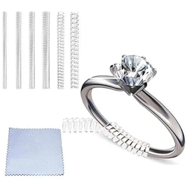 Summer Gift Ring Sizers for Loose Rings, Eiito Ring Size Adjuster Spacers or Tightener, Invisible Guards, 6 Sizes Fitter, Resizer Fit Almost Any Rings, Reduces Size by 0.5-1.5