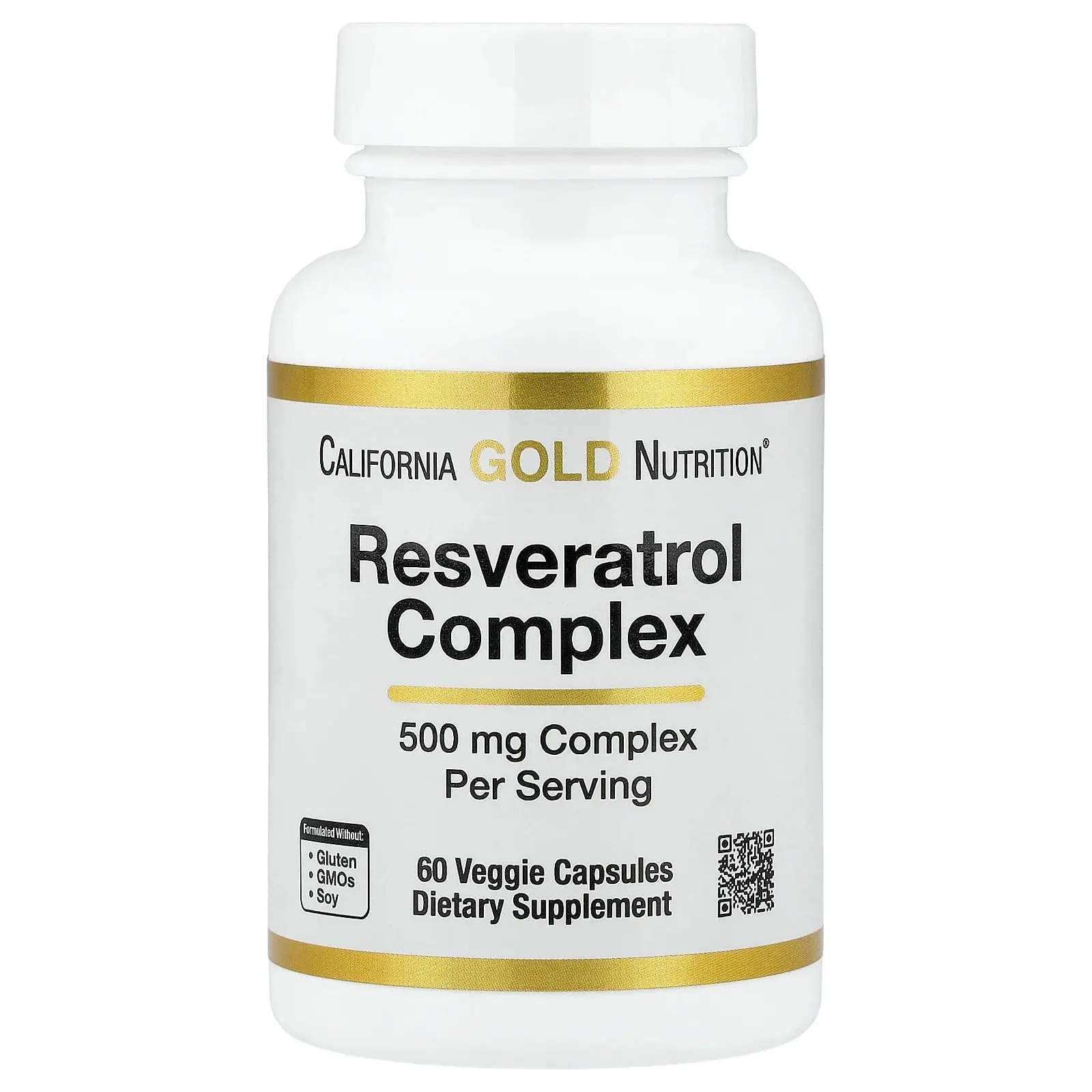 California Gold Nutrition Resveratrol Complex with Grape Seed Extract, Red Wine Extract, and trans-Resveratrol, 60 Veggie Capsules