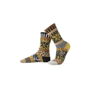 Solmate Socks HoneyBee Crew Socks - Mismatched, Recycled Cotton, Made in USA, Giveback Sock