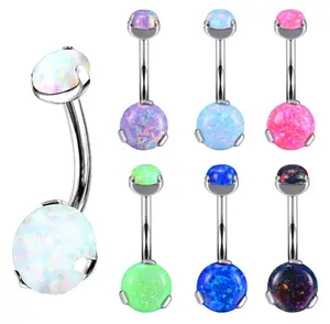 Double Prong Internally Threaded Top 316L Steel Belly Ring | Navel Ring