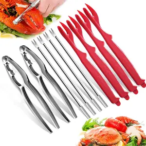 10PCS Crab Nut Crackers and Seafood Tools,Stainless Steel Lobster Crackers and Picks Set,Including 2 Lobster Crab Crackers, 4 Lobster Sheller Knives, 4 Crab Leg Forks/Picks