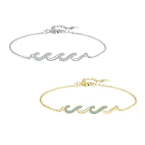 Personalized women's bracelet, wave-shaped diamond-encrusted bracelet,gifts suitable for all women.