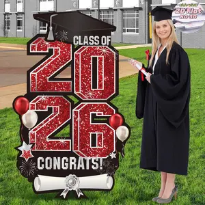 Graduation Yard Sign Set, 2D Flat Design, 35-Inch Size, Ideal for Class of 2026 Celebrations, Durable & Weather-Resistant