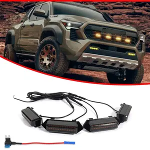 4PCS Brand new and quality Smoked Amber Full LED Front Grille lamps Lighting Kit For 2024-up Toyota Tacoma TRD