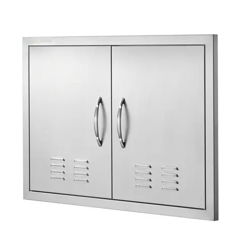 【Fallpicks】VEVOR 30"x21" Anti-Rust Stainless Steel Flush Mount BBQ Island Double Door with Louvered Panels, Adjustable Reversible Hinges, Magnetic Seal, Ergonomic Handles, Vents, U-Shaped Strength Panel, Easy-Clean Finish for Outdoor Kitchen