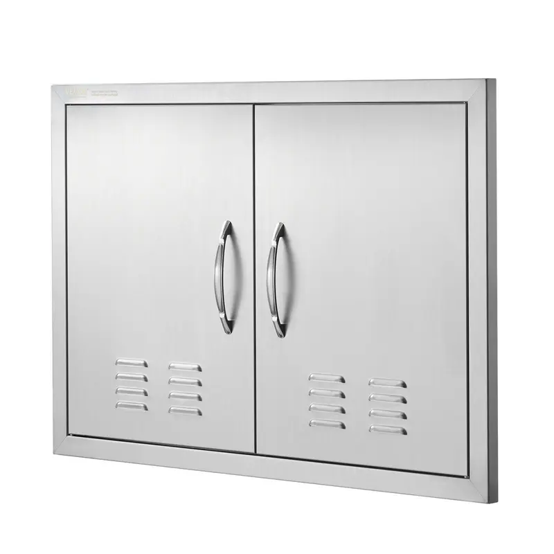 【Fallpicks】VEVOR 30"x21" Anti-Rust Stainless Steel Flush Mount BBQ Island Double Door with Louvered Panels, Adjustable Reversible Hinges, Magnetic Seal, Ergonomic Handles, Vents, U-Shaped Strength Panel, Easy-Clean Finish for Outdoor Kitchen