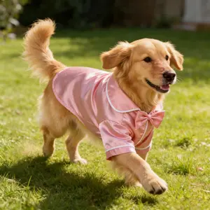 1 Set Satin Dog Pajamas with Bow Headband - Soft Faux Silk Puppy Sleepwear - Two-Legged Pet Shirt Clothing Puppy Clothes for 3-3.5kg Small Dogs and Cats