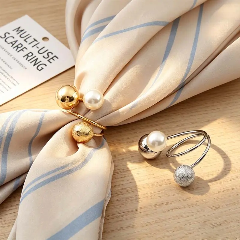 5pcs/set Beautiful Decorative Pearl Napkin Rings-Creative Napkin Fastener, Hotel Tableware for Hotel Table Settings, Wedding Celebrations, And Festive Dining Supplies