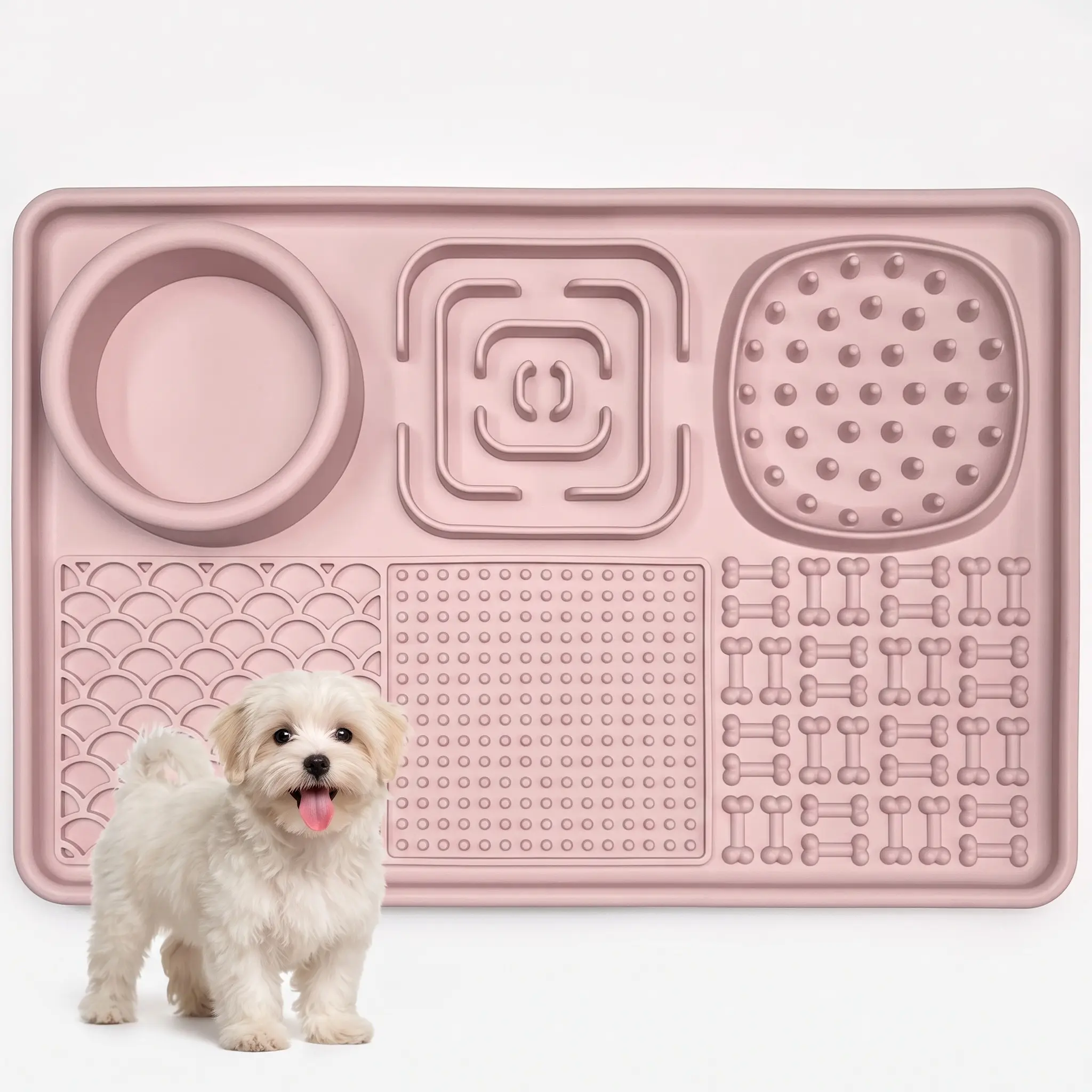 Slow Feeder Dog Bowl with Lick Mat, Anti-Gulping Interactive Pet Feeding Bowl with Suction Cup, Treat Dispenser Toy for Dogs, Helps Slow Eating & Prevent Choking
