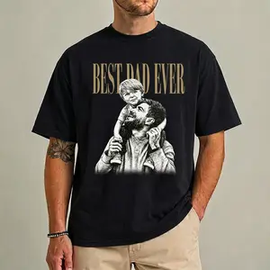 Custom Photo Best Dad Ever Shirt, Personalized Father’s Day Gift for Dad, Custom Sketch Portrait T-Shirt from Photo, Vintage Dad Tee, Personalized Daddy Shirt, Birthday Gift, First Father’s Day Gift, Unique Gift for Husband Dad Grandpa For Christmas
