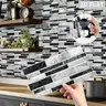 (12/24/48 pieces) Peel and stick splashback tiles, tile wall decals, waterproof wall decal and oil-proof artificial marble backsplash wallpaper wall sticker, suitable for kitchen bathroom decorative wall decoration Home Decor, 12 cm X 24.6 cm