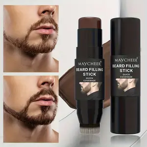 1 Men's Beard and Hair Dyeing Stick, Long-lasting Sweat-proof and Waterproof, 4-Color Optional, Beard Repair Filler Stick, Men's Cosmetics, Double Head with Brush Head, Suitable for Any Skin Type, Beard Coverage