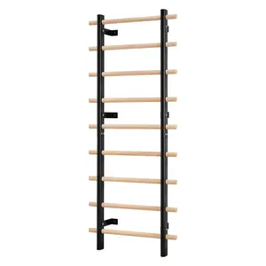 【DealsForYouDays】VEVOR Swedish Ladder Wall Gym,  9-Level Swedish Ladder Suspension Trainer, 330LBS Loading Solid Wood + Carbon Steel Gymnastics Stall Bars for Adult, Compatible with 3.15" x 3.15" Power Rack Accessories