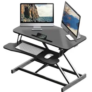 WGCTEK Ergonomic Home Office Standing Desk Converter 32 Inches Adjustable Height with Keyboard Tray Black Versatile Workstation for Enhanced Posture and Productivity