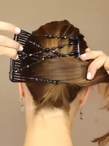 Women's Elegant Beaded Design Hair Comb, Exquisite Trendy Hair Clip, Barrettes Hair Clips, Chic Hair Accessories for Hairstyle Decor