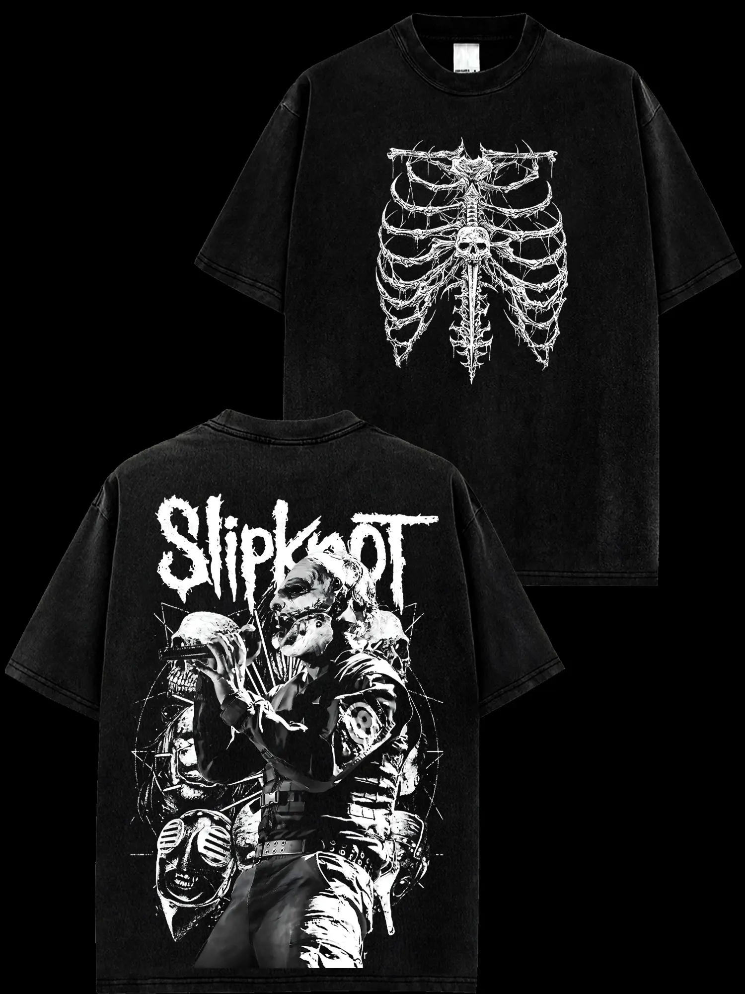 [MetalStyle] Slipknot 'Masks Metal' Unisex Groove Metal T-Shirt – 100% Heavy Cotton Rock Groove Metal Washed Tee, Groove Metal Rock Band Washed Shirt, Oversized Vintage Tee, Heavy Metal Merch, Gift for Rock Fans