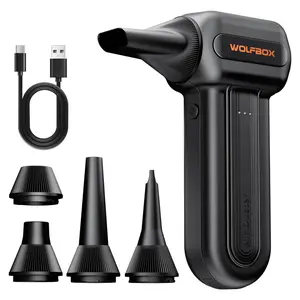 WolfBox Cordless Compressed Air Duster – Super Power Mini Blower, 3-Speed Adjustable, Rechargeable Air Duster for Computer, Keyboard, Car & Outdoor Cleaning (MF60/ MF100 / MF200)