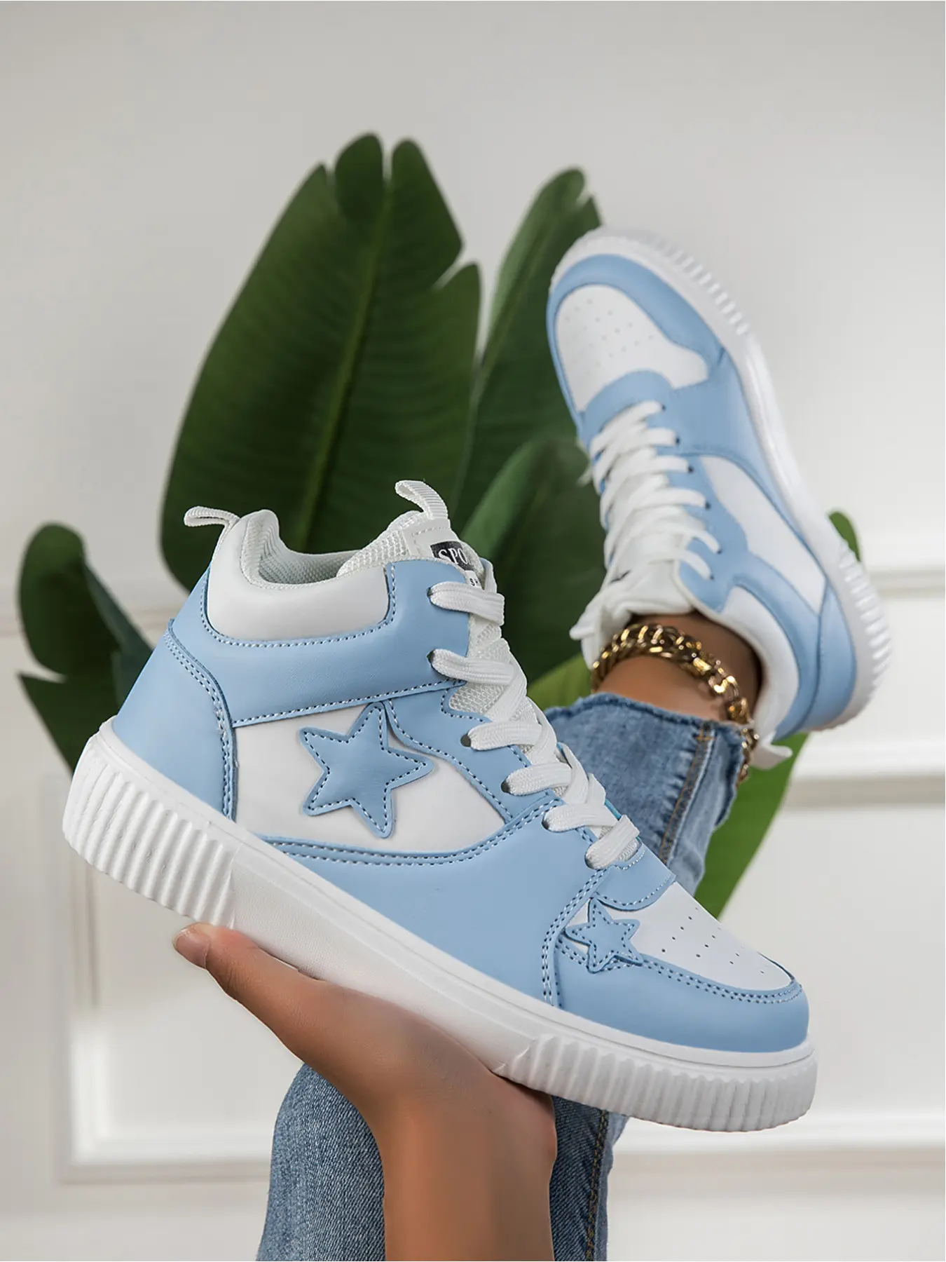 Women's White Casual Athletic Sneakers! Star Embroidery + Cookie Thick Sole, Perfect With Jeans, Great for Outdoor Sports & Daily Wear, Sports Shoes