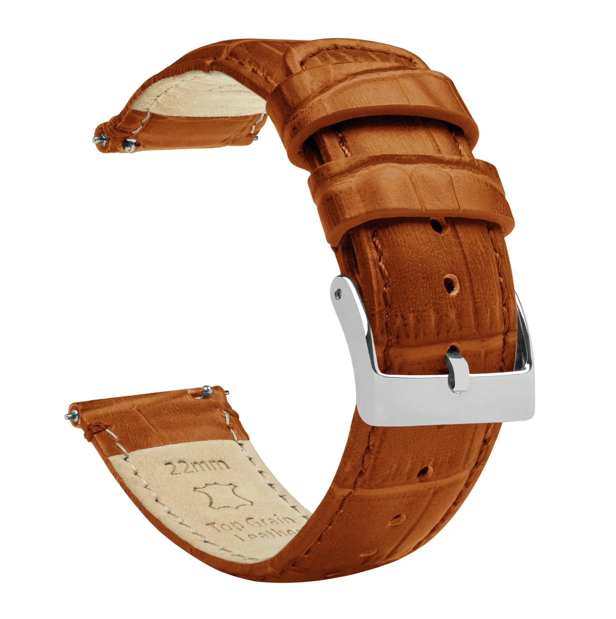 Toffee Brown Alligator Grain Leather 12mm Watch Band