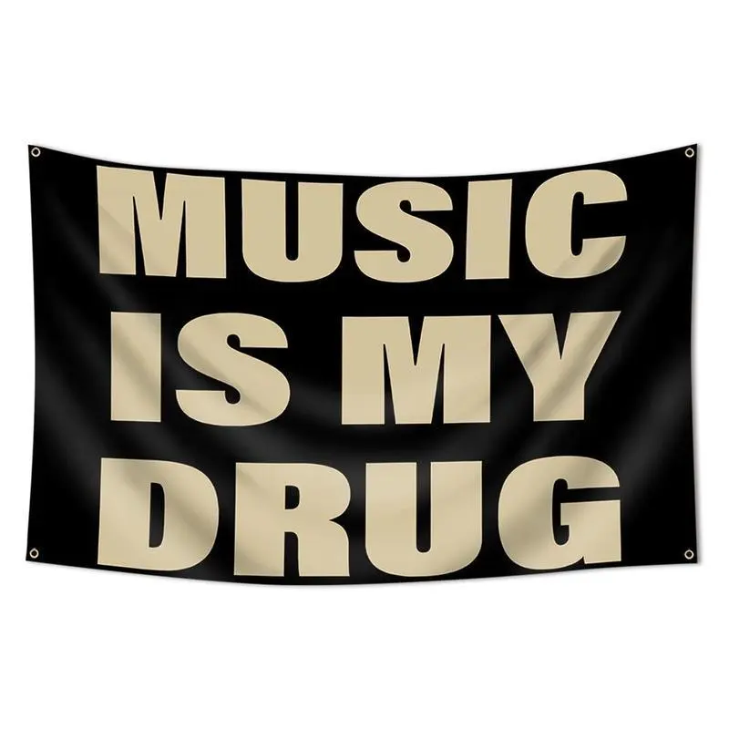 Music Is My Drug Tapestry Flag - Durable Decorative Home Supplies, Easy-Install Outdoor Wall Banner, Indoor Dorm Bedroom Decor, Music Festival Accessory