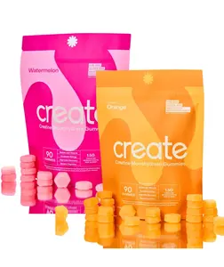 Create Creatine Monohydrate Gummies Supplement for Men & Women - 90ct (2-Pack: Orange, Watermelon Flavors)  Healthcare Muscle Fitness Dietary