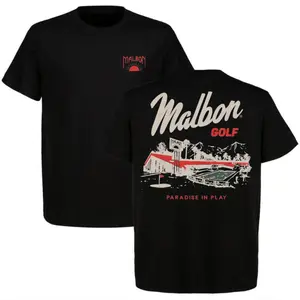 Malbon Golf Paradise In Play Vintage Resort Graphic T-Shirt Streetwear Tee Scenic Golf Course Design Shirt for Menswear Top