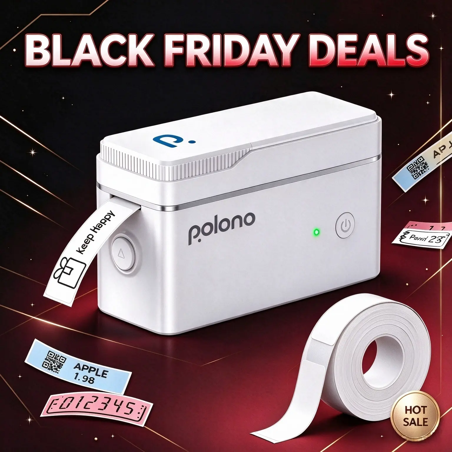 POLONO P31S Pocket Label Maker, Inkless Wireless Printer, 203 DPI, Battery-Powered, Fast Printing, With Tape, For iOS/Android, Study Notes & Organization, Perfect Christmas Gift