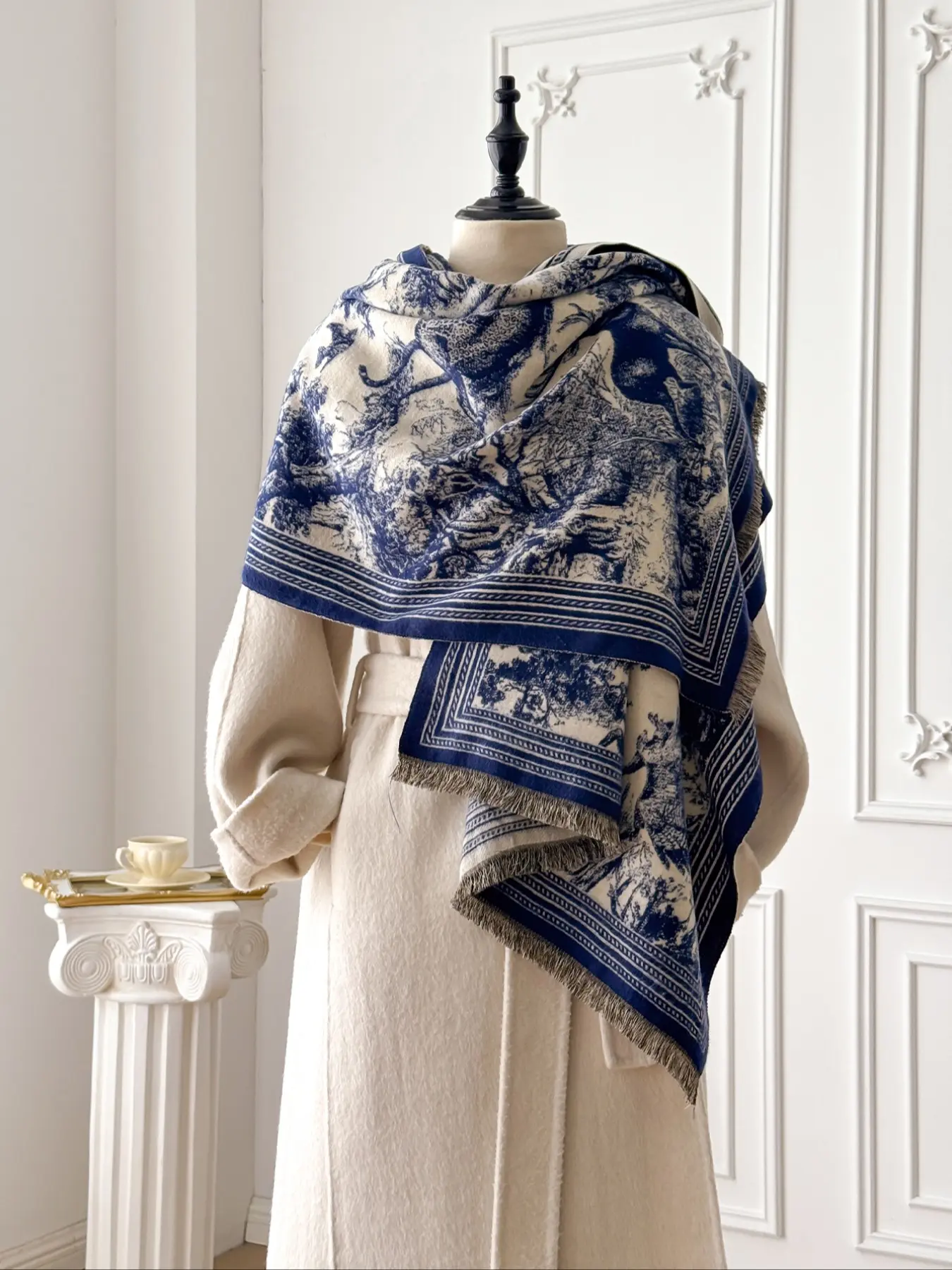Unisex Landscape Print Scarf, Blanket Scarf, Soft Warm Woven Fashion Shawl Wrap for Fall & Winter, Casual Fashion Accessory for Men Women, Thick Fabric